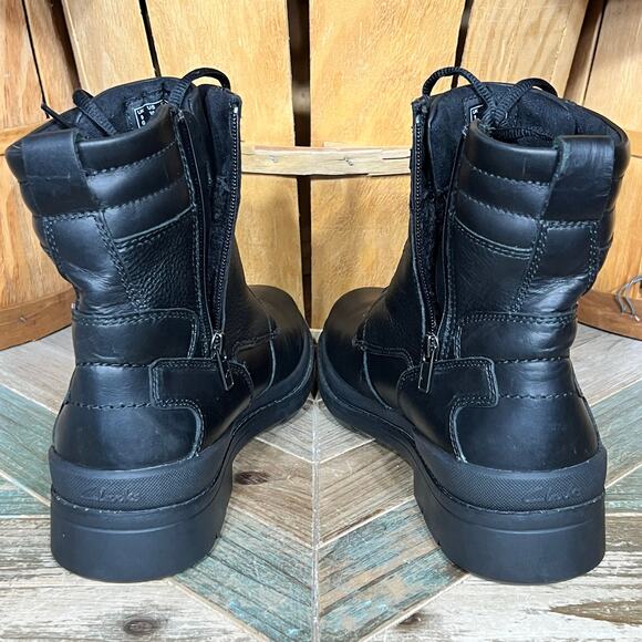 Clarks Black Leather Wool Fur Lined Waterproof Lace-Up Zip Snow Boots Mens 10 main image 11